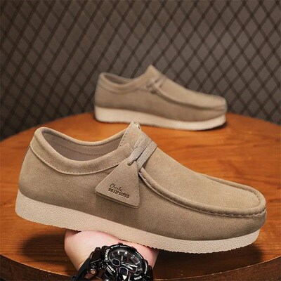 Fahion Khaki Caual Shoe For Men Suede Leather Loafer Men Pla
