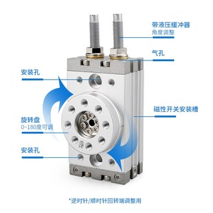 气力可90度旋转摆台气缸1度R3/7/10/20/30//75/100/200-SD2