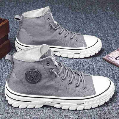 Men Vulcanized Shoes 2023 British Style High Top Casual Snea