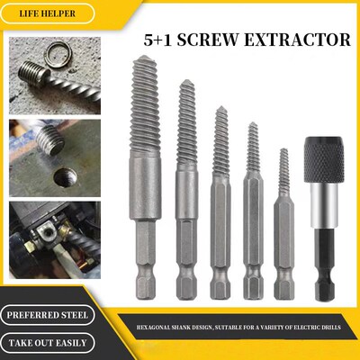 5PCS Hex Shank Broken Damaged Nut Bolt Remover Stud Kit Scre