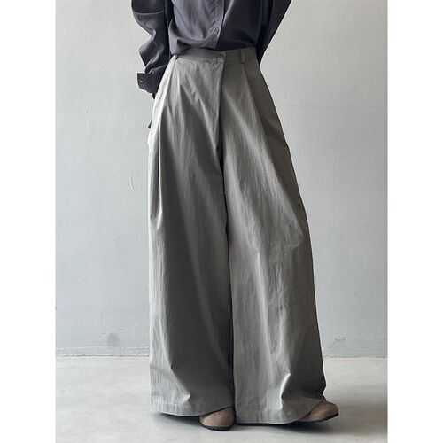 Design Asymmetric Slant Placket Wide-leg Pants Womens Casua