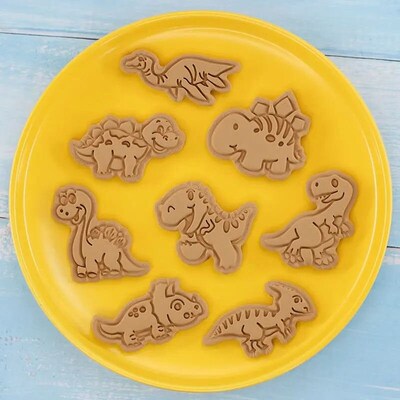 8pcs/set Cookie Cutters Animal Dinosaur Type Stamp Embosser