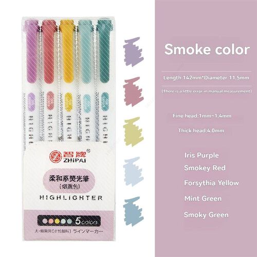6Pcs/set Smoke colors Highlighters Pastel Highlighter Real M