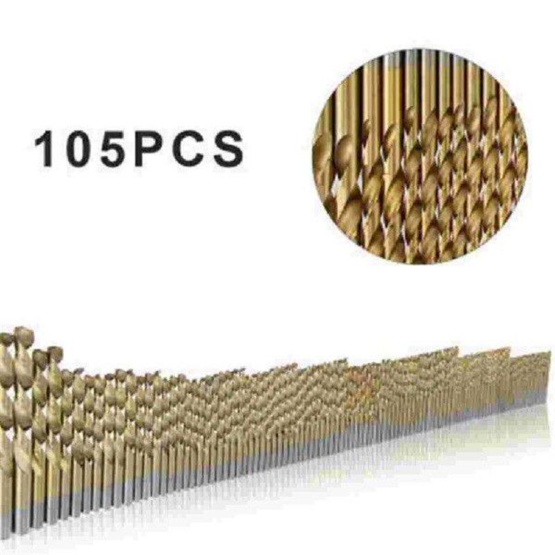 105pcs Titanium Coated Straight Shaft High Steel Drilling - 实物图