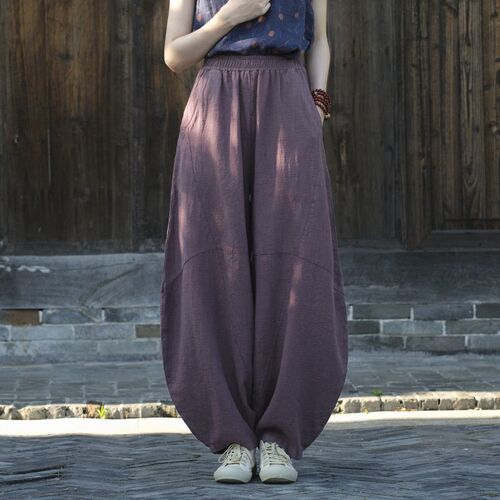 Ramie Sand Stir-fried Old Loose Casual Pants Womens Bloomer