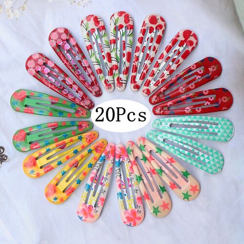 5Cm Mix Solid Color Metal Hairgrip Girls Snap Hair Clips For