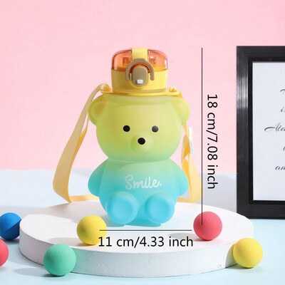 Cute kawaii water bottle for girl bear plastic pink korean b
