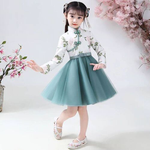 Girls Cheongsam Dress Chinese Hafu Kids Dresses  Baby Tradit
