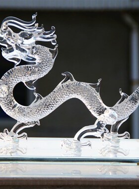 龙摆件白水晶龙商务礼品开业新居工艺礼品摆饰12十二生肖送领导办