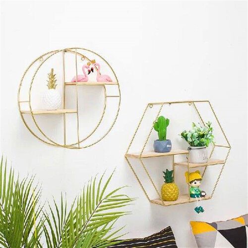 Wall Decor Iron Storage Rack with Light Nordic Ins