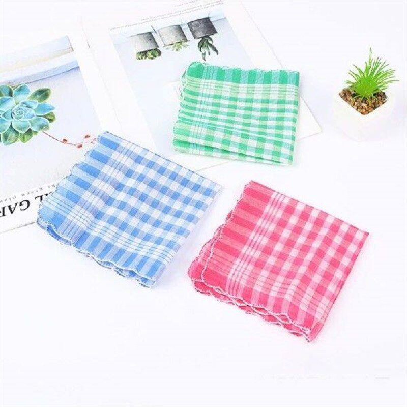 Cotton Checked Handkerchief Towel for AllAge Big Bandanas - 实物图