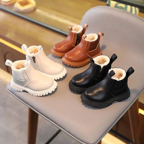 Winter Kids Boys Girls Fashion Boots British Style Zipper Ve