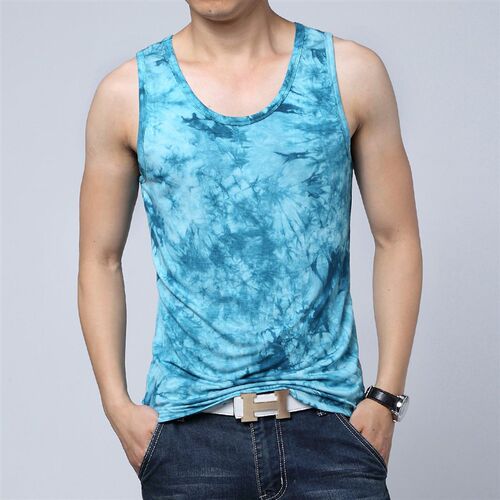 Bx1001 Mens Casual Ink-splashed Vest Thin Tie Dye Elastic L
