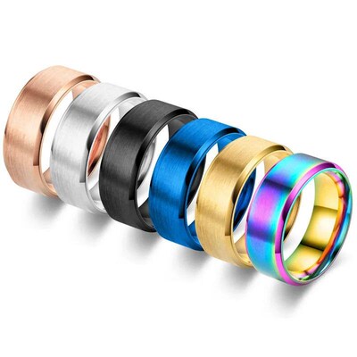 6 Colors Classic 8mm Tungsten Mens Ring Surface Brushed Stai