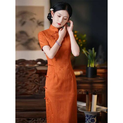 Yourqipao Retro Jacquard Short-sleeved Cheongsam 2023 New Ch