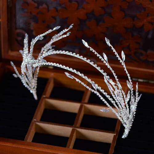 Baroque Crystal Rhinestone  Tassel Leaf Hairband Women Brida