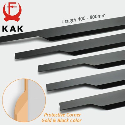 KAK Black Hidden Cabinet Handle Aluminium Alloy Kitchen Hand