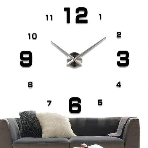 Large Wall Clocks 3D DIY Quartz Clock Acrylic Mirror Sticker