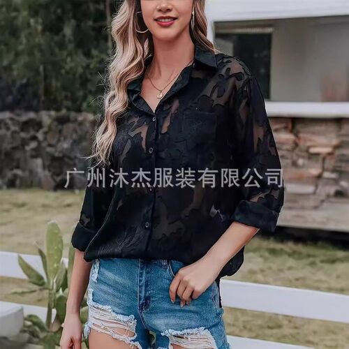 2025 Fashion Large Size Chiffon Jacquard Womens Solid lor C
