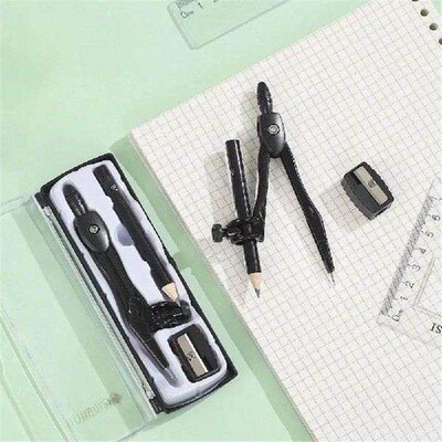 Clip Pen Type Drawing Compasses Set with Pencil Sharpener