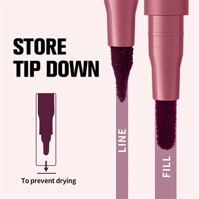 2-in-1 Lip Contour Lip Stain Pen Smudge-proof Non-stick Cup