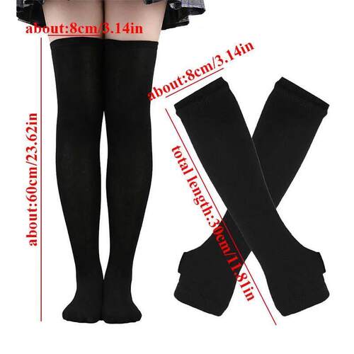 1 Set Women Girls Over Knee Long Stripe Printed Thigh High C