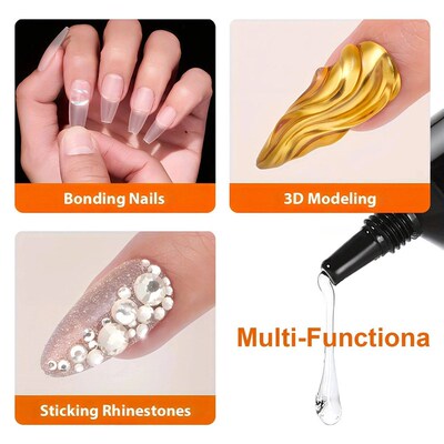 Solid Nail Glue Nail Tips Gel for Press On Nails,Super Stron