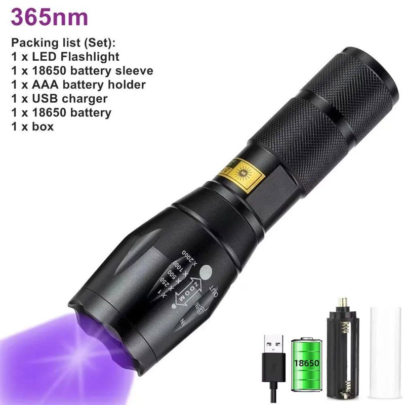 Zoom UV LED Flashlight 365nm 395nm Invisible Ink Marker Cat图片