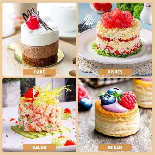 8 Pcs Cookies Round Mousse Circle Baking Rings with Cover