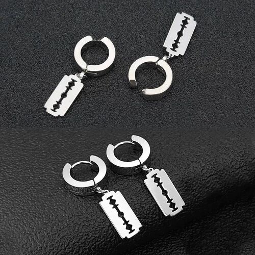 1Pair Punk Gothic Stainless Steel Stud Earring Creative Blad