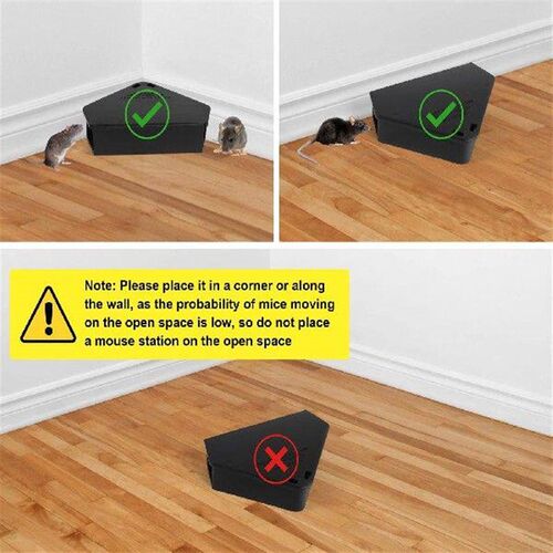 3PCS Outdoor Mice Rodent Box Triangular Shape Put it in the