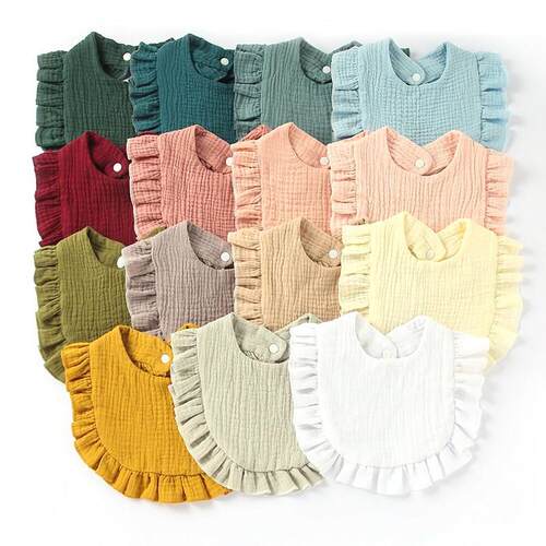 Baby Boy Girls Burp Cloths Lace Bibs Soft Cotton Adjustable