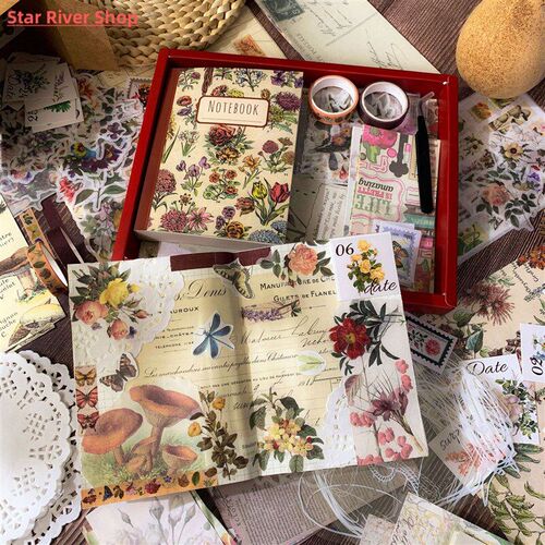 265Pcs Vintage DIY Scrapbooking Material Paper Floral Retro