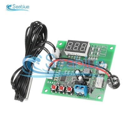 DC 12V 2 Channel 4 Wire Fan PWM Temperature Controller PC Fa
