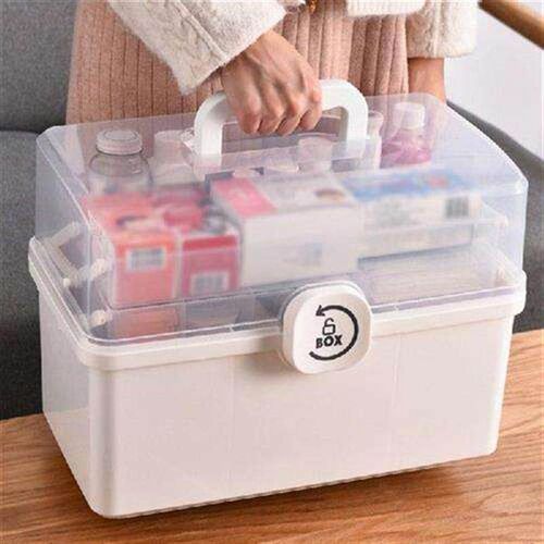 Portable First Aid Container Clear Plastic Medicine Storage
