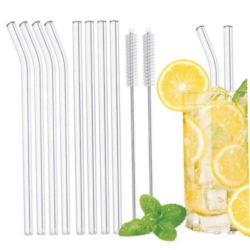 20cm Glass Smoothie Straw, Reusable Clear Drinking Straws fo