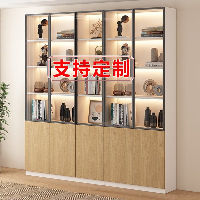 实木玻璃门书柜客厅立柜展示柜办公室用整体防尘书架书房置物柜,住宅家具,组合书柜,淘宝优惠券,粉丝福利购,淘宝优惠卷