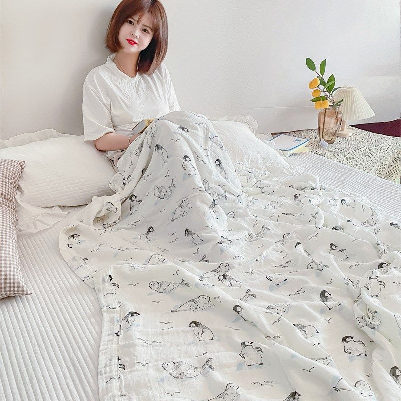 超软沙发午睡竹纤维纱布盖毯大尺寸夏季单人儿童空调被沙发毯子