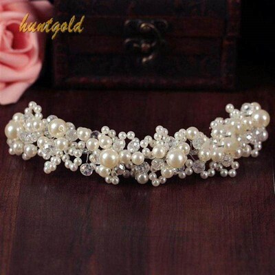 bride hair accessory tiara wedding bridal faux pearl rhinest