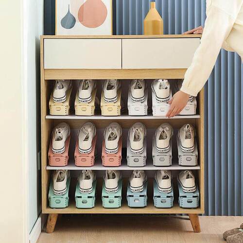 Double-layer shoe rack for home use, adjustable and integrat