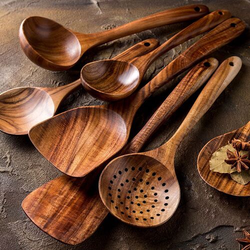 Thailand Teak Natural Wood Tableware Spoon Ladle Turner Long