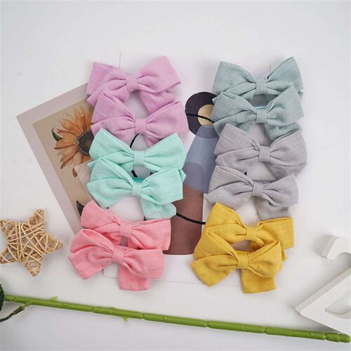 Bamboo Cotton and Linen Bow Hairpin Childrens Hairpin Bangs