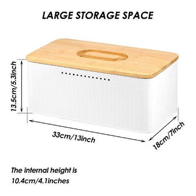 Bread Box with Bamboo Lid Metal Bread Container Breathable