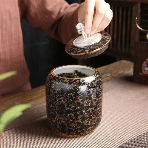 Chinese Style Light Luxury Ceramic Storage Jar 1000ml Large