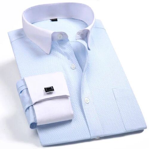 Fashion Mens French Cufflinks Dress Shirts Long Sleeve Yello
