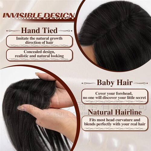Wig With Eight-character Bangs And Long Curly Hair Synthetic