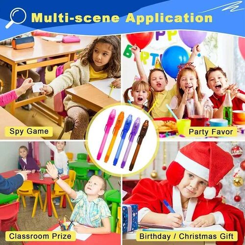 6pcs Invisible Ink Pen Spy Pen with UV Light Magic Marker fo