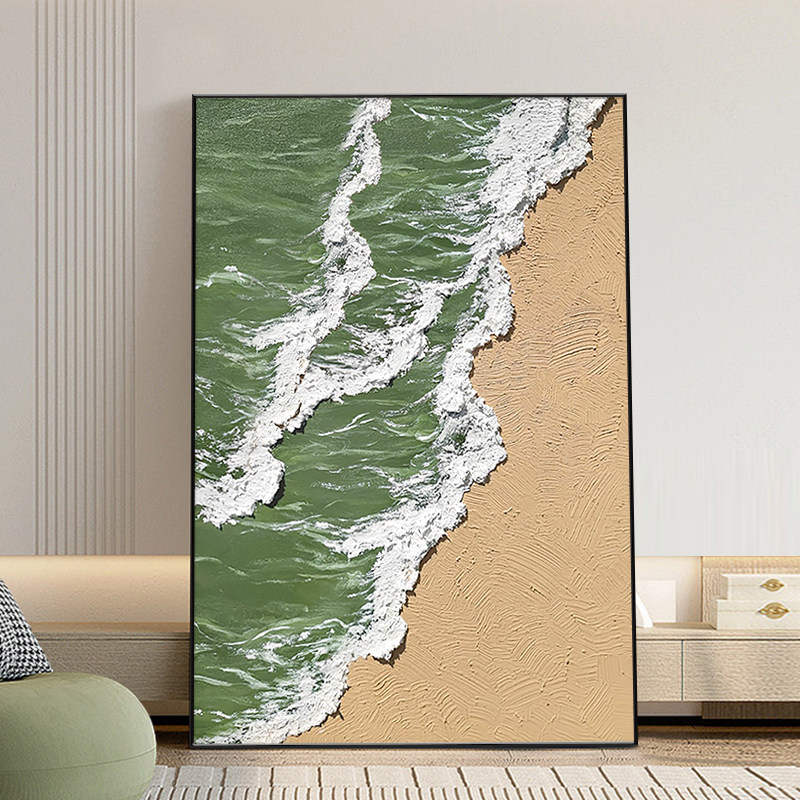 大芬村手绘油画海浪肌理画客厅装饰画高级感大幅沙发背景墙落地画,家居饰品,油画,淘宝优惠券,粉丝福利购,淘宝优惠卷