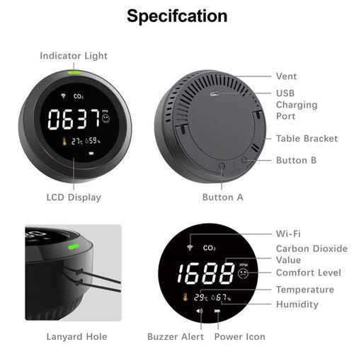 Carbon dioxide detection instrument Portable air quality mon