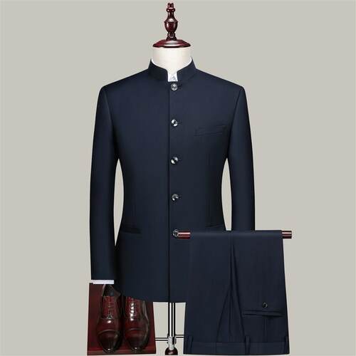 Zhongshan Suit Suit Mens Youth Slim-fit Chinese llar Suit C